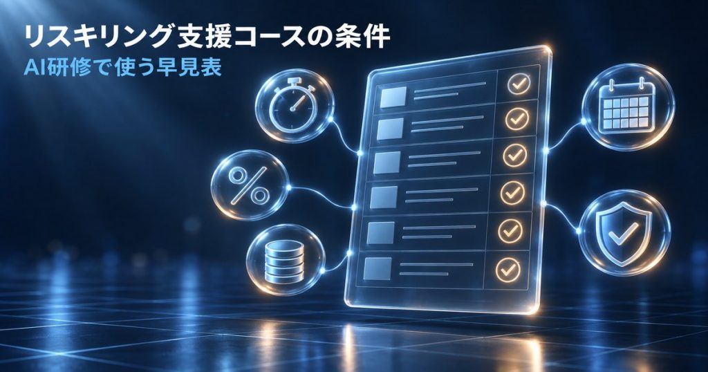 リスキリング支援コースでAI研修を使う条件｜率・上限・出席・期限の早見表
