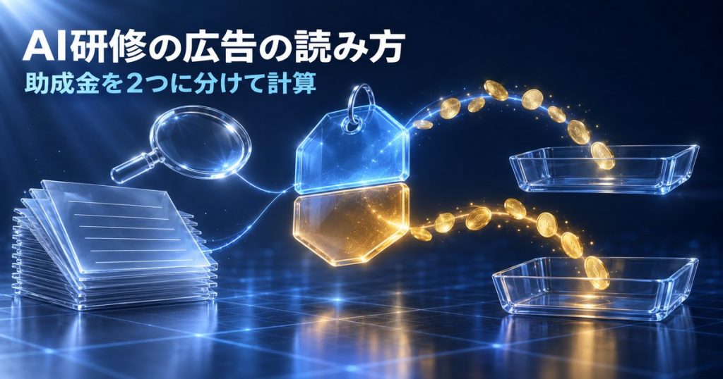 AI研修の助成金「実質○円」広告の読み方｜経費助成と賃金助成を分けて計算し直す