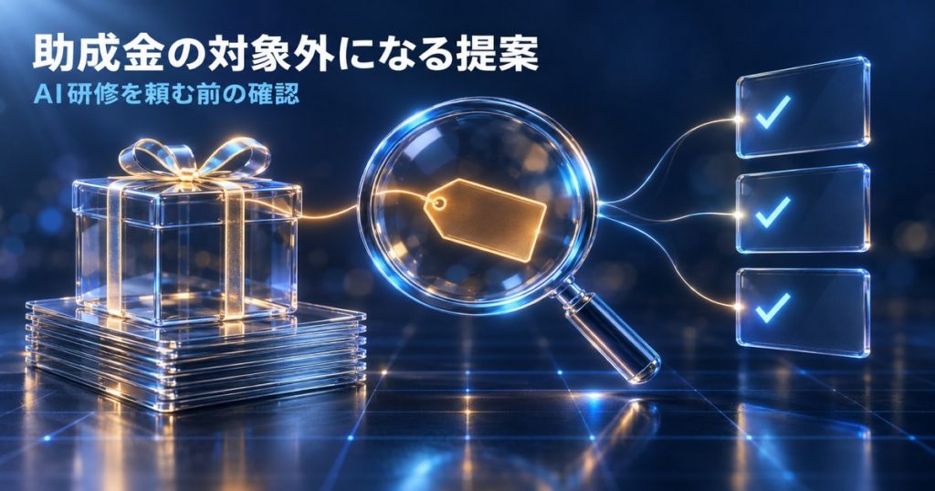 AI研修の助成金で対象外になる「うまい話」｜謝礼・返金・セット・価格差の見分け方